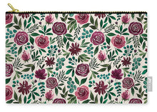 Load image into Gallery viewer, Deep Magenta Floral Eucalyptus Pattern - Carry-All Pouch