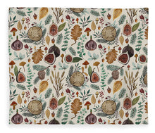 Load image into Gallery viewer, Figs, Mushrooms and Leaves Pattern - Blanket
