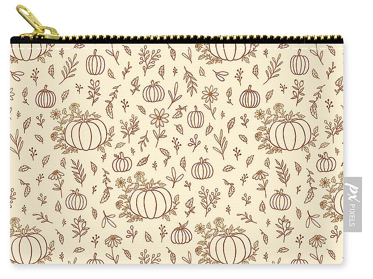Floral Ink Pumpkin Pattern - Carry-All Pouch