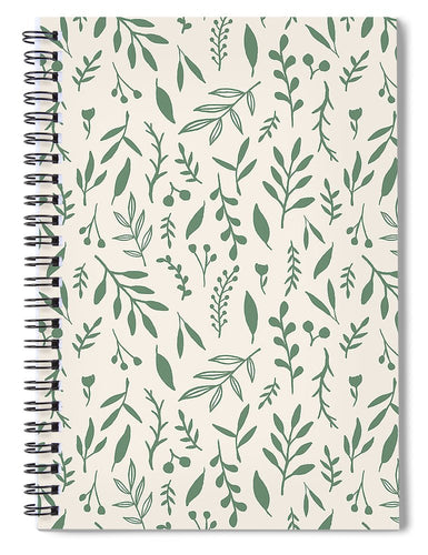 Green Falling Leaves Pattern - Spiral Notebook