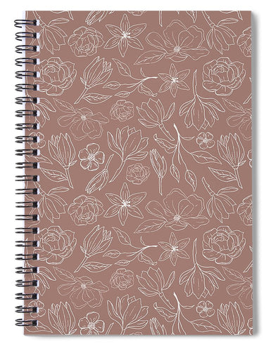 Mauve Magnolia Pattern - Spiral Notebook