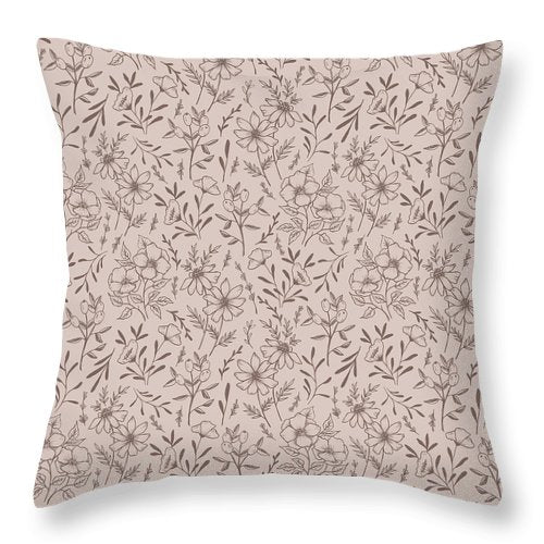 Pink Flower Pattern - Throw Pillow