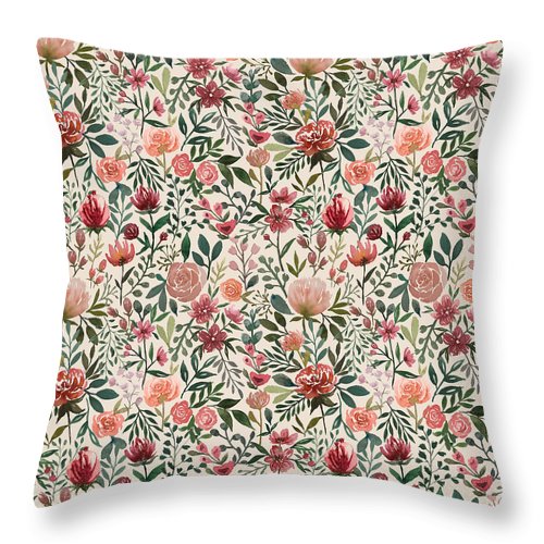 Pink Spring Flowers - Throw Pillow