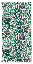 Load image into Gallery viewer, Purple Flowers and Eucalyptus Leaves - Beach Towel