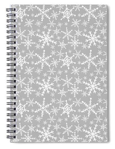 Gray Snowflakes - Spiral Notebook
