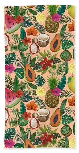 Tropical Fruit and Flowers Pattern - Bath Towel