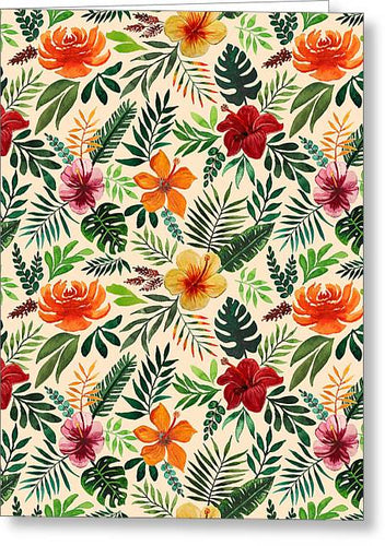 Tropical Watercolor Floral Pattern - Greeting Card