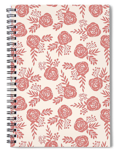 Warm Pink Floral Pattern - Spiral Notebook