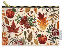Load image into Gallery viewer, Watercolor Floral Pumpkin, Leaves, and Berries - Carry-All Pouch