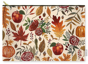 Watercolor Floral Pumpkin, Leaves, and Berries - Carry-All Pouch