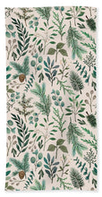 Load image into Gallery viewer, Winter Eucalyptus and Berry Pattern - Beach Towel
