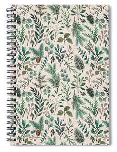 Winter Eucalyptus and Berry Pattern - Spiral Notebook