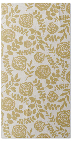Gold Floral Pattern - Beach Towel