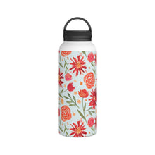 Load image into Gallery viewer, Red Flower Burst Handle Lid Water Bottle