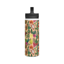 Load image into Gallery viewer, Tropical Fruit and Flowers Handle Lid Water Bottle