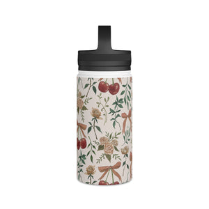 Cherry and Roses Handle Lid Water Bottle