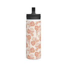 Load image into Gallery viewer, Warm Orange Floral Handle Lid Water Bottle