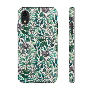 Purple Flowers and Eucalyptus Leaves Phone Case