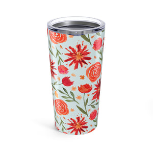 Red Flower Burst Travel Mug