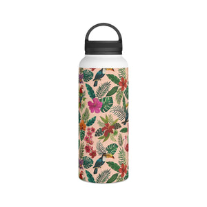 Tropical Bird Handle Lid Water Bottle