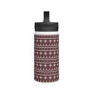 Red Snowflake Pattern Handle Lid Water Bottle