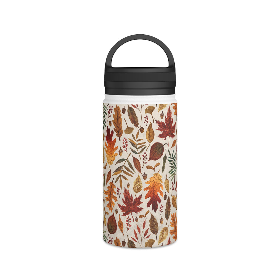 Watercolor Fall Leaves Handle Lid Water Bottle