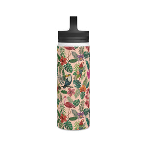 Tropical Bird Handle Lid Water Bottle