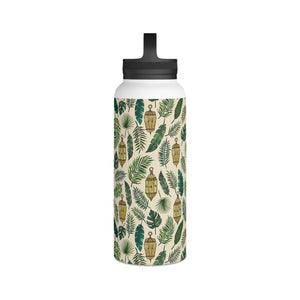 Tropical Leaves and Lanterns Handle Lid Water Bottle
