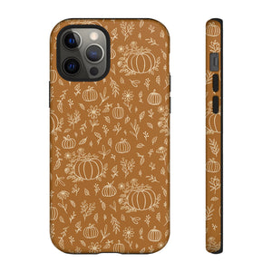 Bronze Floral Ink Pumpkin Phone Case
