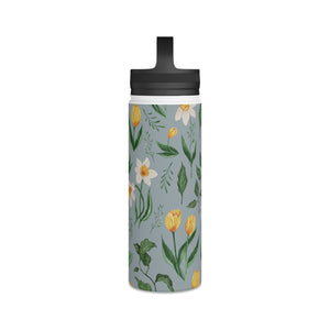 Daffodils and Tulips Handle Lid Water Bottle