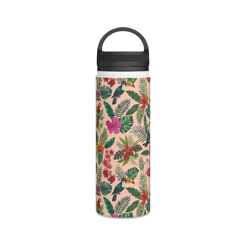 Tropical Bird Handle Lid Water Bottle