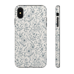 Blue Gray Flower Phone Case