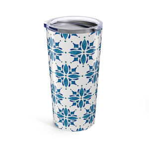 Blue Tile Watercolor Travel Mug