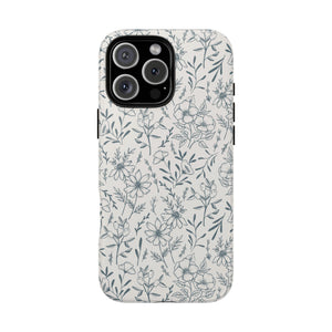 Blue Gray Flower Phone Case
