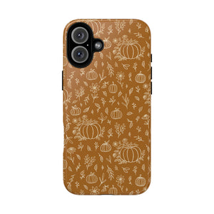 Bronze Floral Ink Pumpkin Phone Case