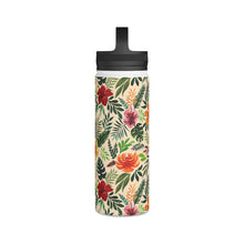 Load image into Gallery viewer, Tropical Watercolor Floral Handle Lid Water Bottle