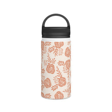 Load image into Gallery viewer, Warm Orange Floral Handle Lid Water Bottle