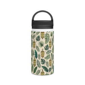 Tropical Leaves and Lanterns Handle Lid Water Bottle