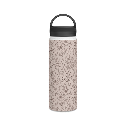 Pink Flower Handle Lid Water Bottle
