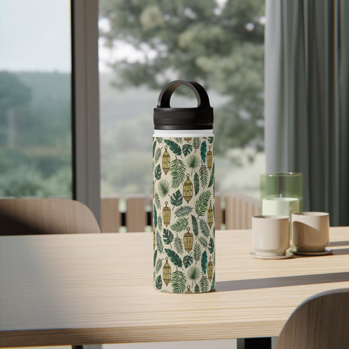 Tropical Leaves and Lanterns Handle Lid Water Bottle