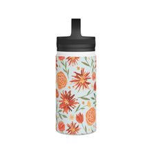 Load image into Gallery viewer, Burnt Orange Flower Burst Handle Lid Water Bottle