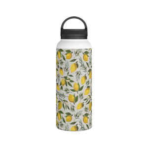 Olive and Lemon Handle Lid Water Bottle