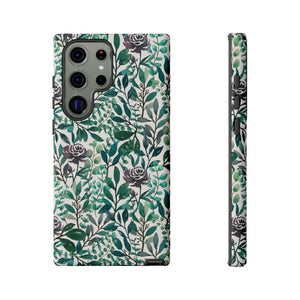 Purple Flowers and Eucalyptus Leaves Phone Case