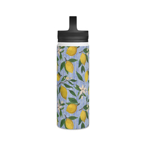 Lemons, Flowers and Stripes Handle Lid Water Bottle