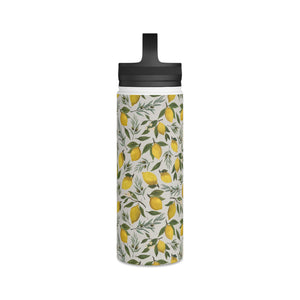 Olive and Lemon Handle Lid Water Bottle