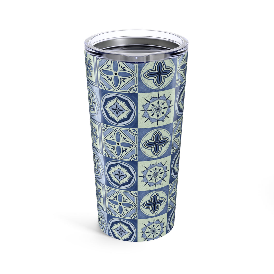 Mediterranean Blue Tile Travel Mug