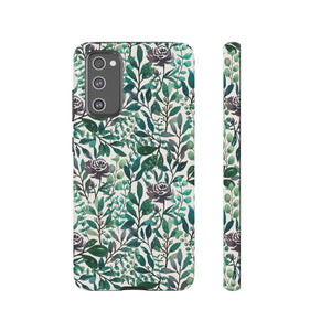 Purple Flowers and Eucalyptus Leaves Phone Case