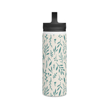 Load image into Gallery viewer, Teal Falling Leaves Handle Lid Water Bottle