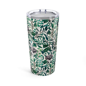 Purple Flowers & Eucalyptus Leaves Travel Mug