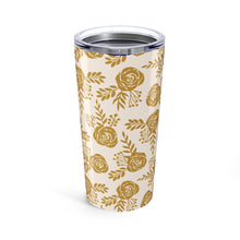 Load image into Gallery viewer, Warm Gold Floral Travel Mug